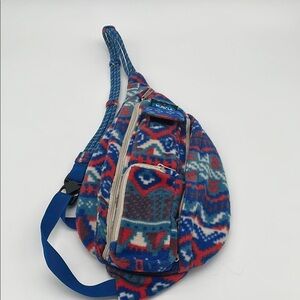 Kavu Polar Blue Fleece 8 Bit Knit Sling Crossbody Bag